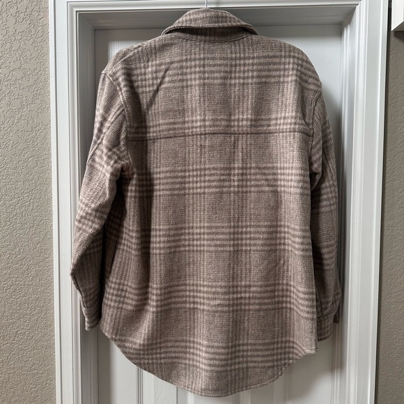 Joie Boyfriend Plaid Shacket Shirt Jacket‎ Tan Size Large - Picture 6 of 10